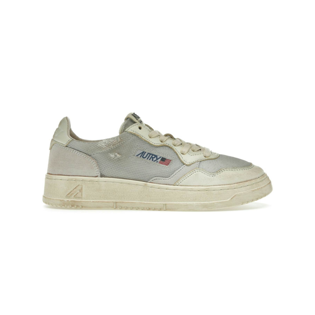 Autry Medalist Leather Low Grey White Super Vintage