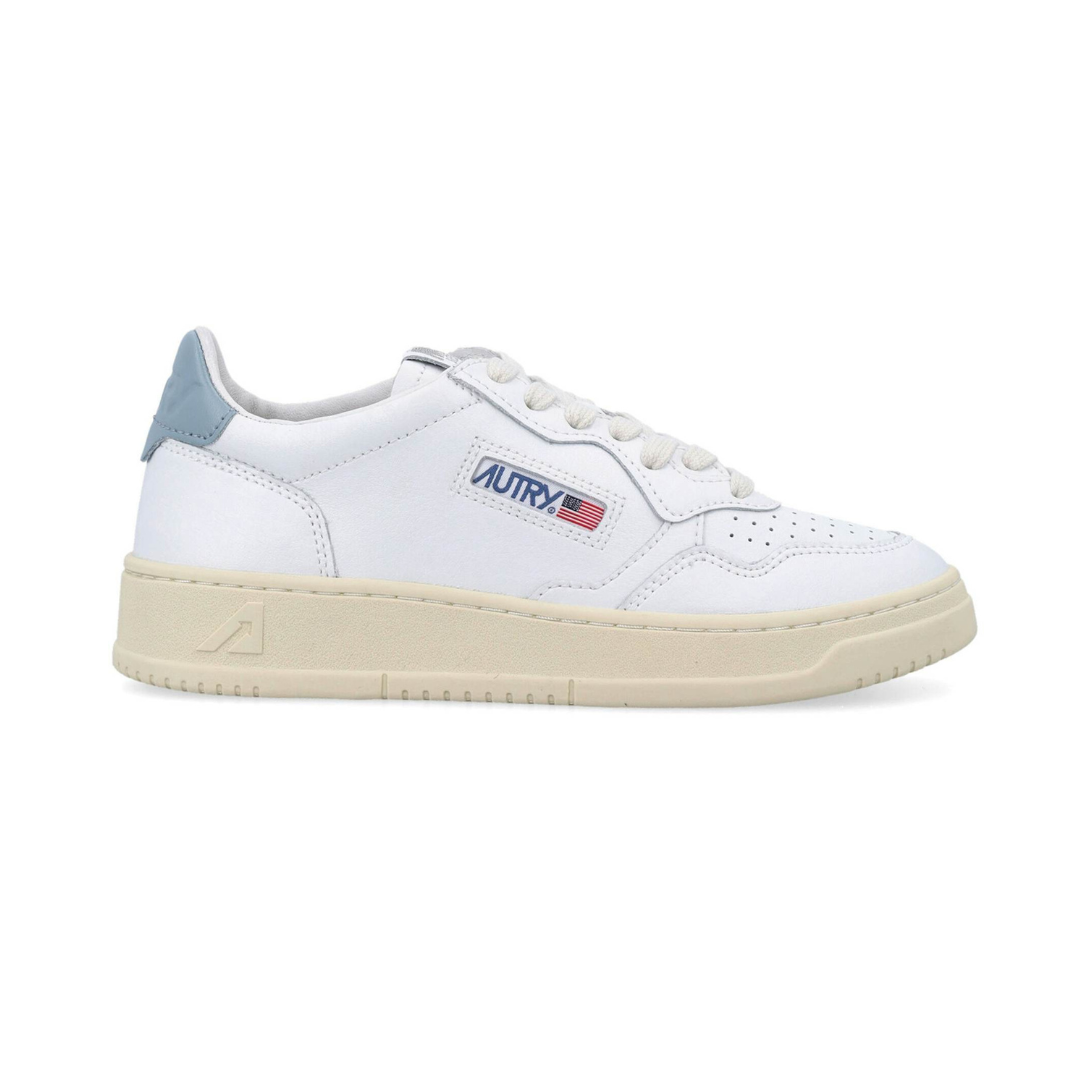 Autry Medalist Leather Low White Silver Blue