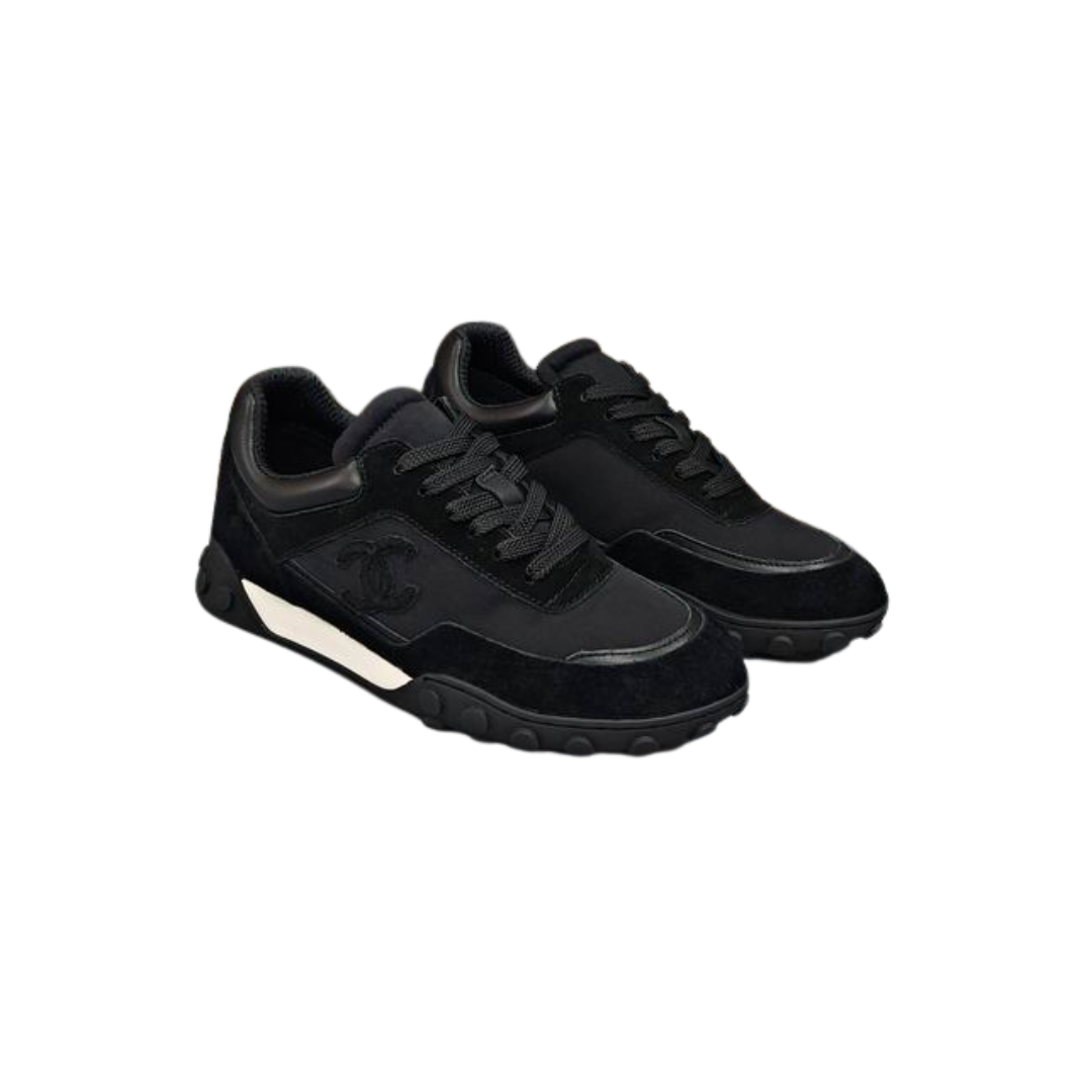 Black Mixed Fibers Suede Calfskin Sneakers