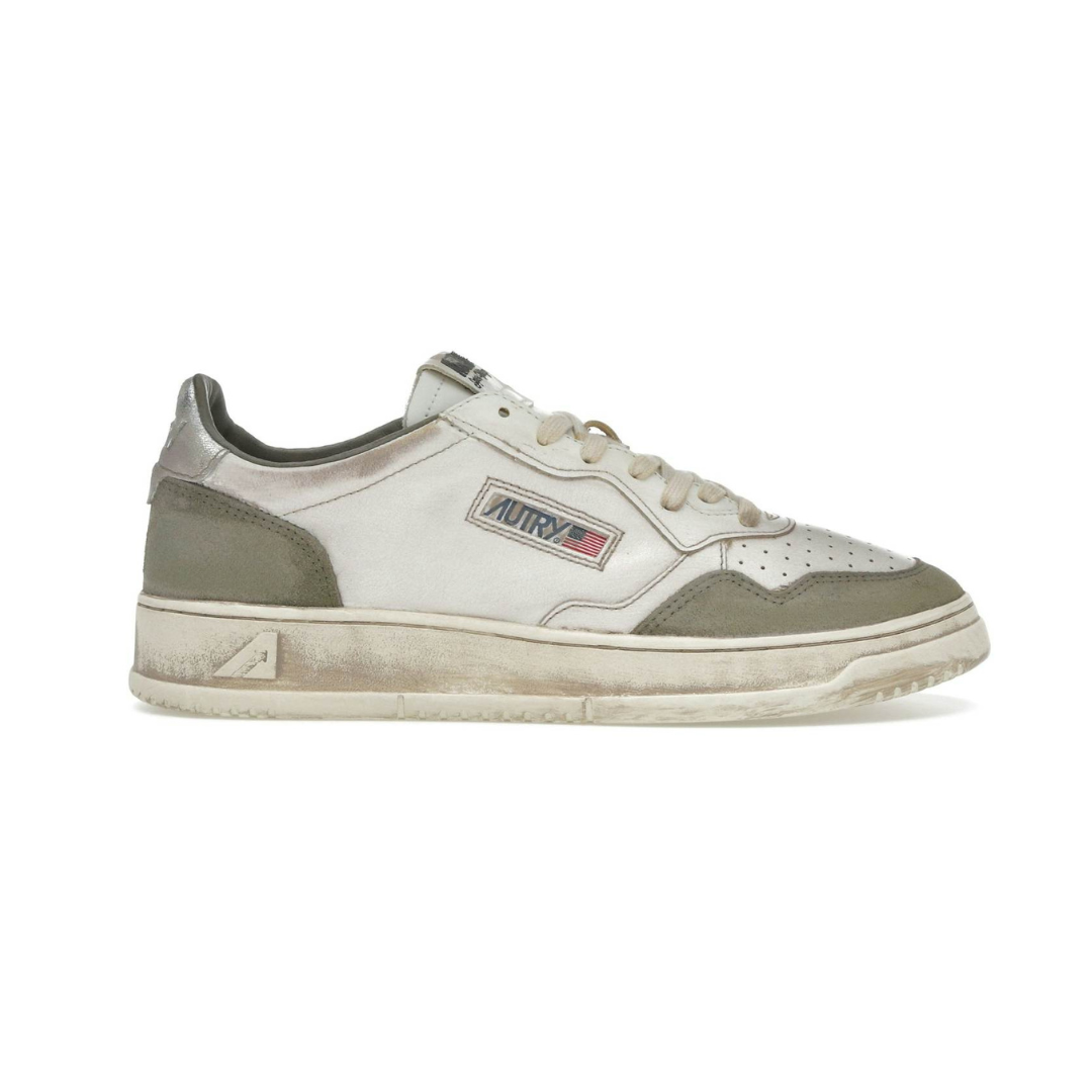 Autry Medalist Low Super Vintage White Silver Lizard