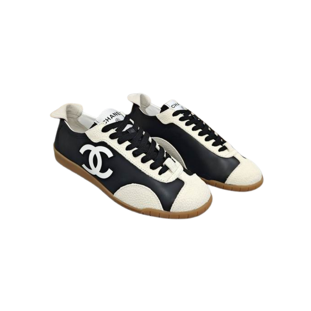 Black White Calfskin Low Top Sneakers
