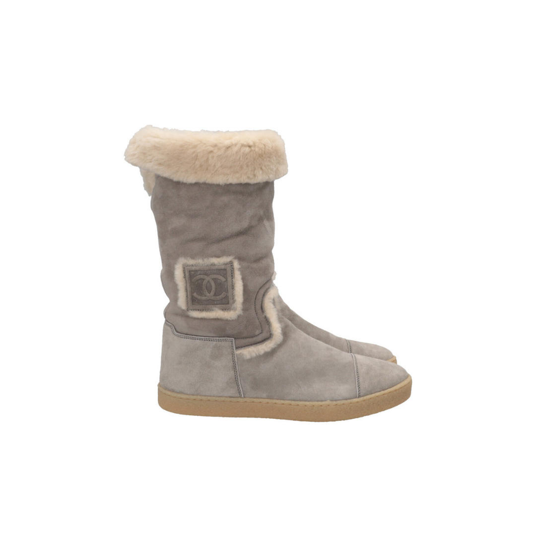 Shearling Knee High Boots Suede