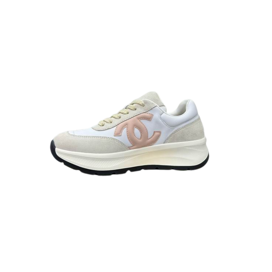 White Pink Sneakers Thick Rubber Sole