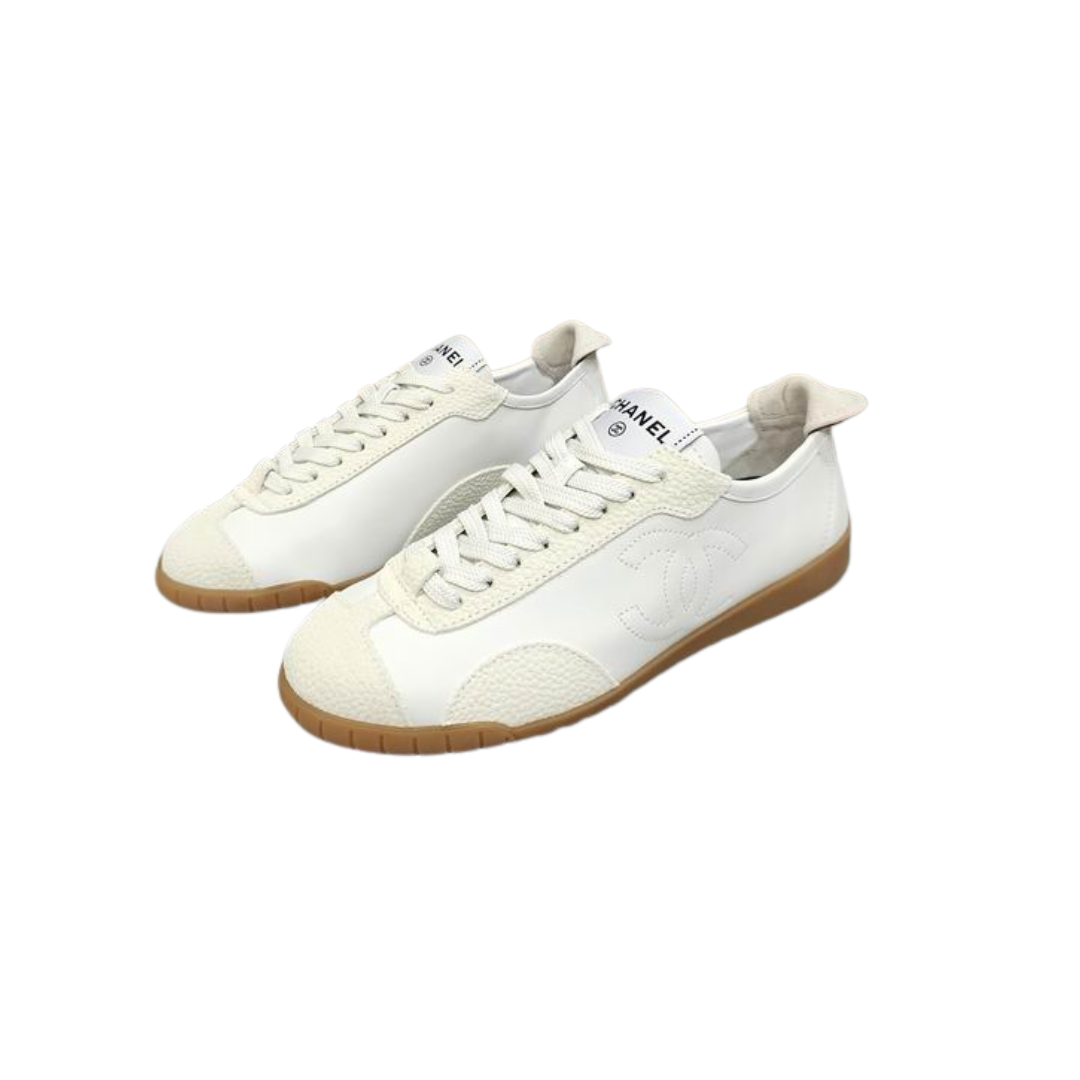 White Calfskin Low Top Sneakers