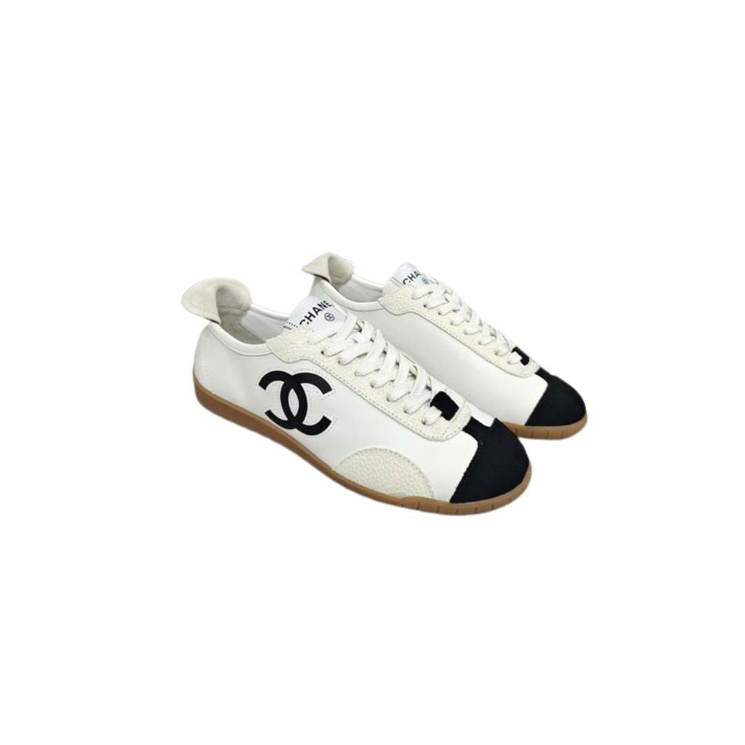 Brown White Black Calfskin Low Top Sneakers