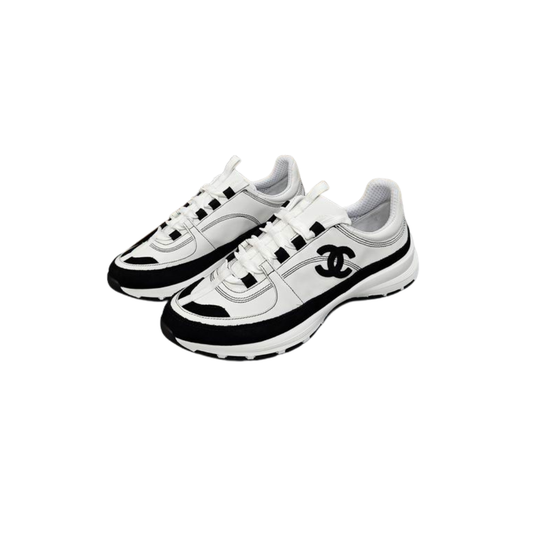 White Black Calfskin & Suede Calfskin Sneakers