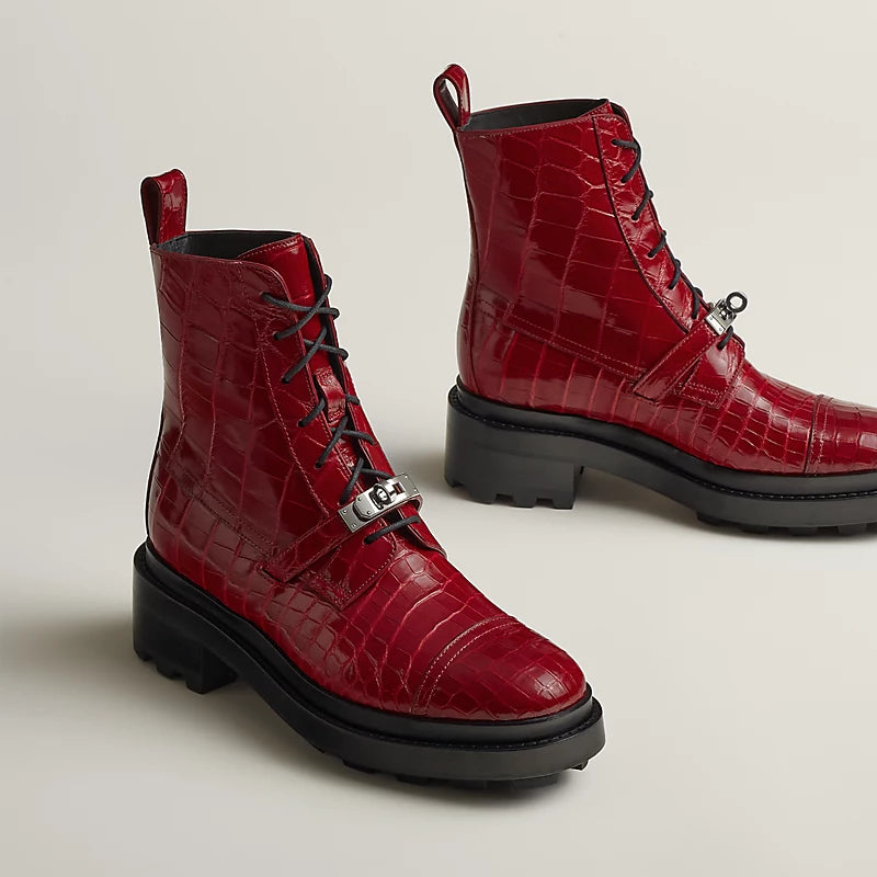 Hermes Funk Ankle Boot Rouge H