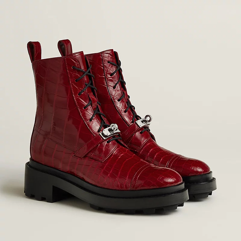 Hermes Funk Ankle Boot Rouge H