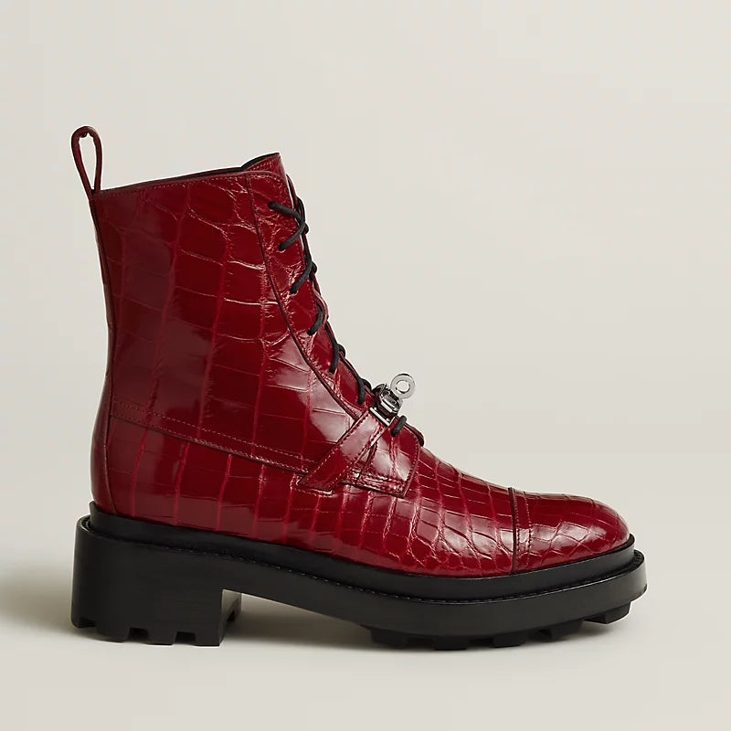 Hermes Funk Ankle Boot Rouge H