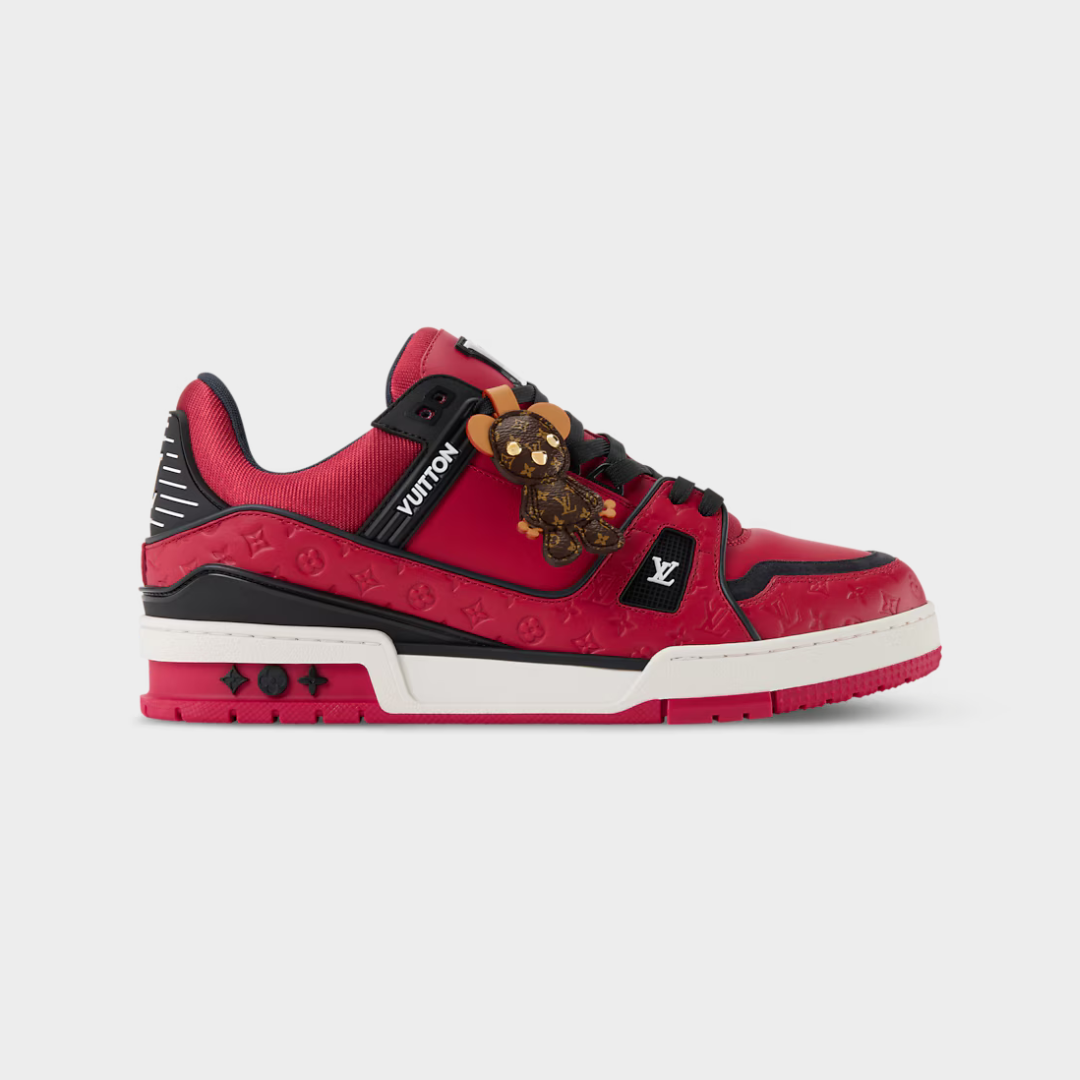 LV Trainer Sneaker Leather/Monogram-Embossed Calf Leather Red