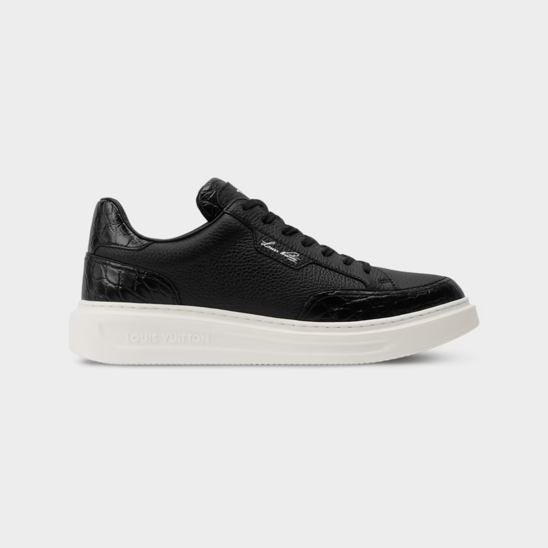LV Beverly Hills Sneaker Grained Calf Leather/Alligator Skin Bicolore Noir/Blanc