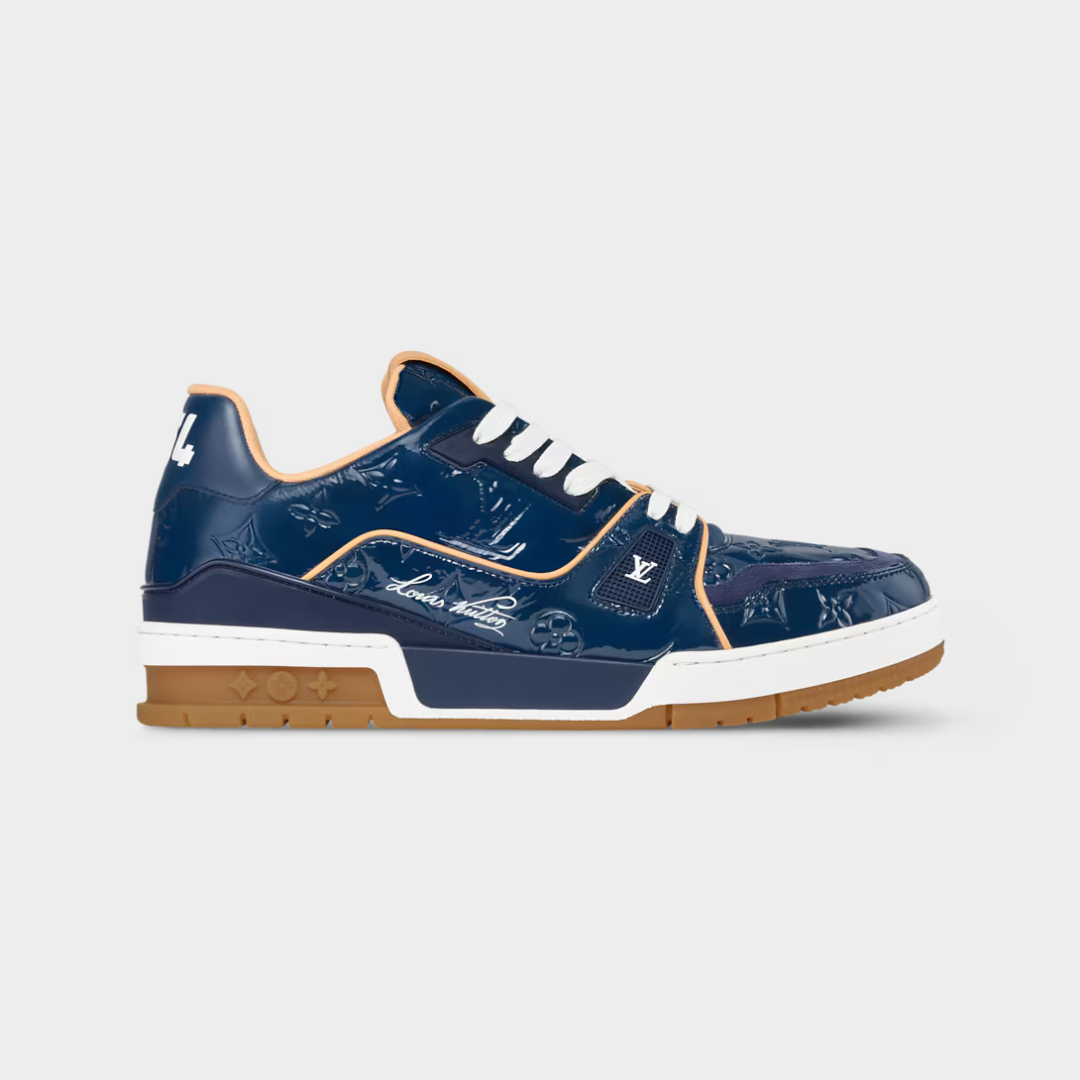 LV Tilted Sneaker Monogram Patent Calf Leather Navy Blue