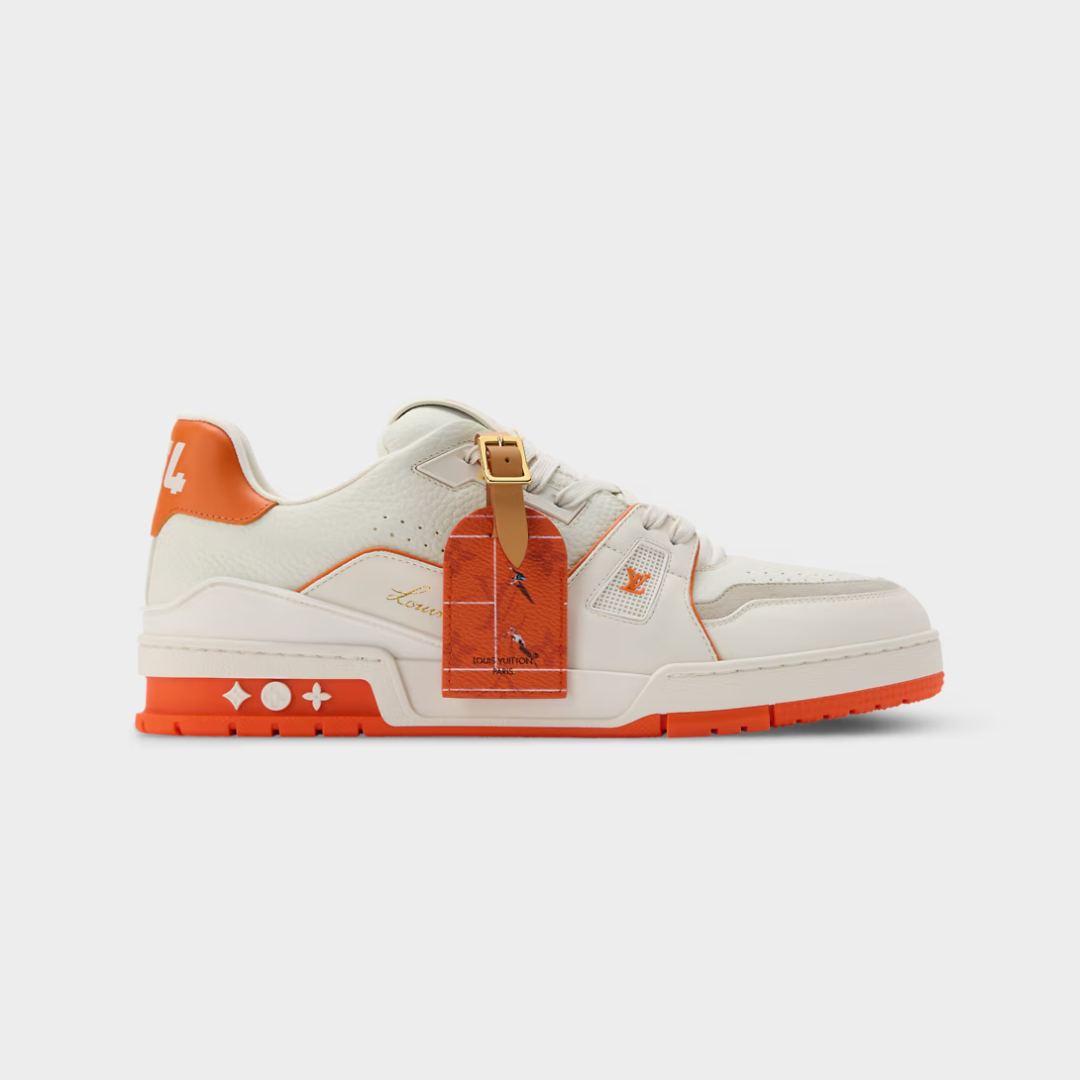 LV Trainer Sneaker Grained Calf Leather Orange