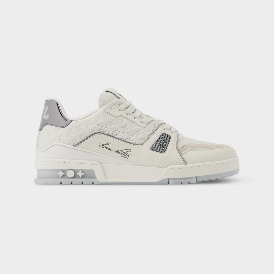 LV Trainer Sneaker Monogram-Debossed Grained Calf Leather Grey