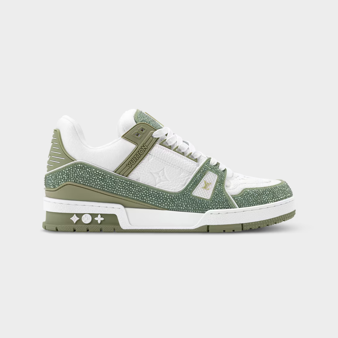 LV Trainer Sneaker Monogram-Debossed Grained Calf Khaki Green