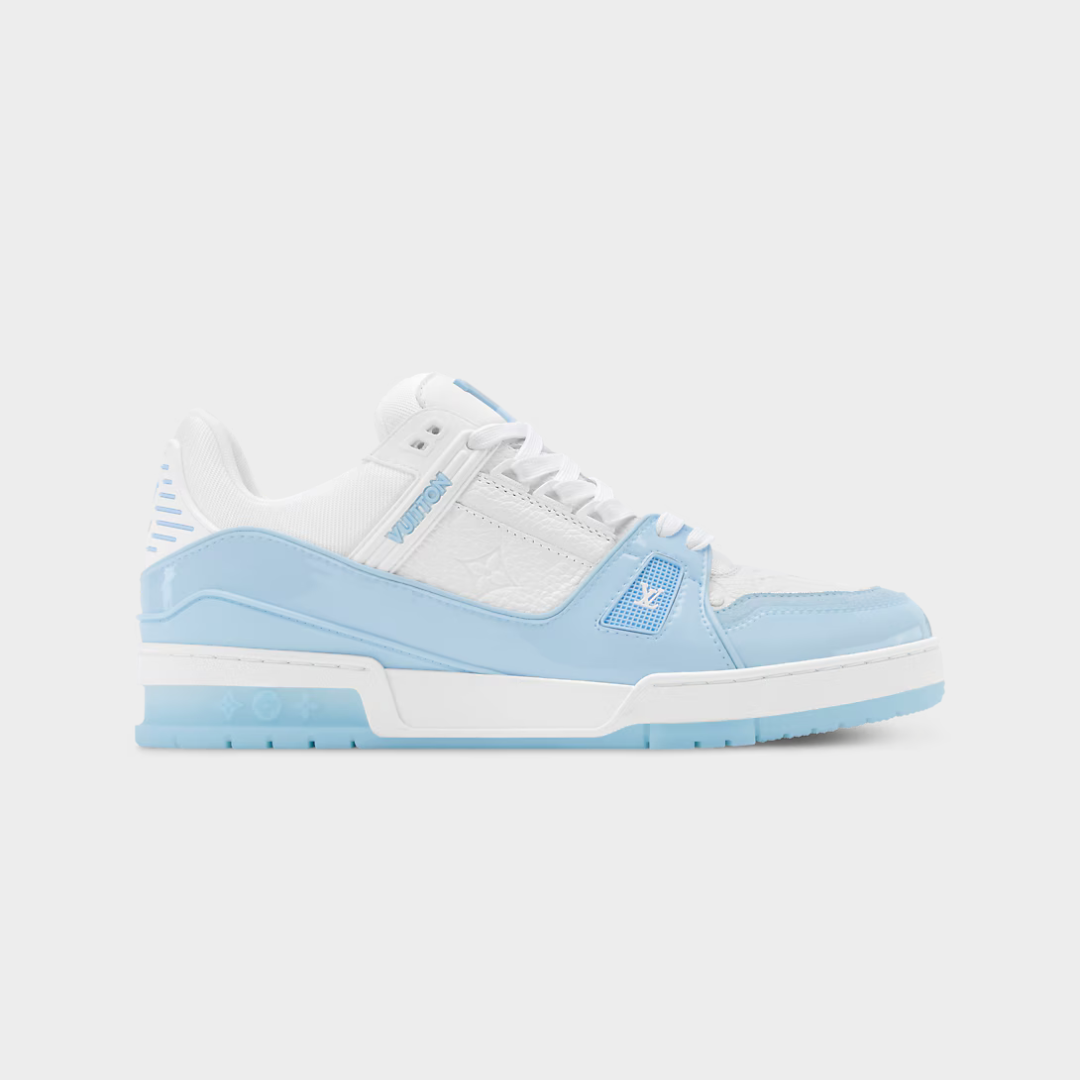 LV Trainer Sneaker Monogram Grained Calf Leather Bleu Clair