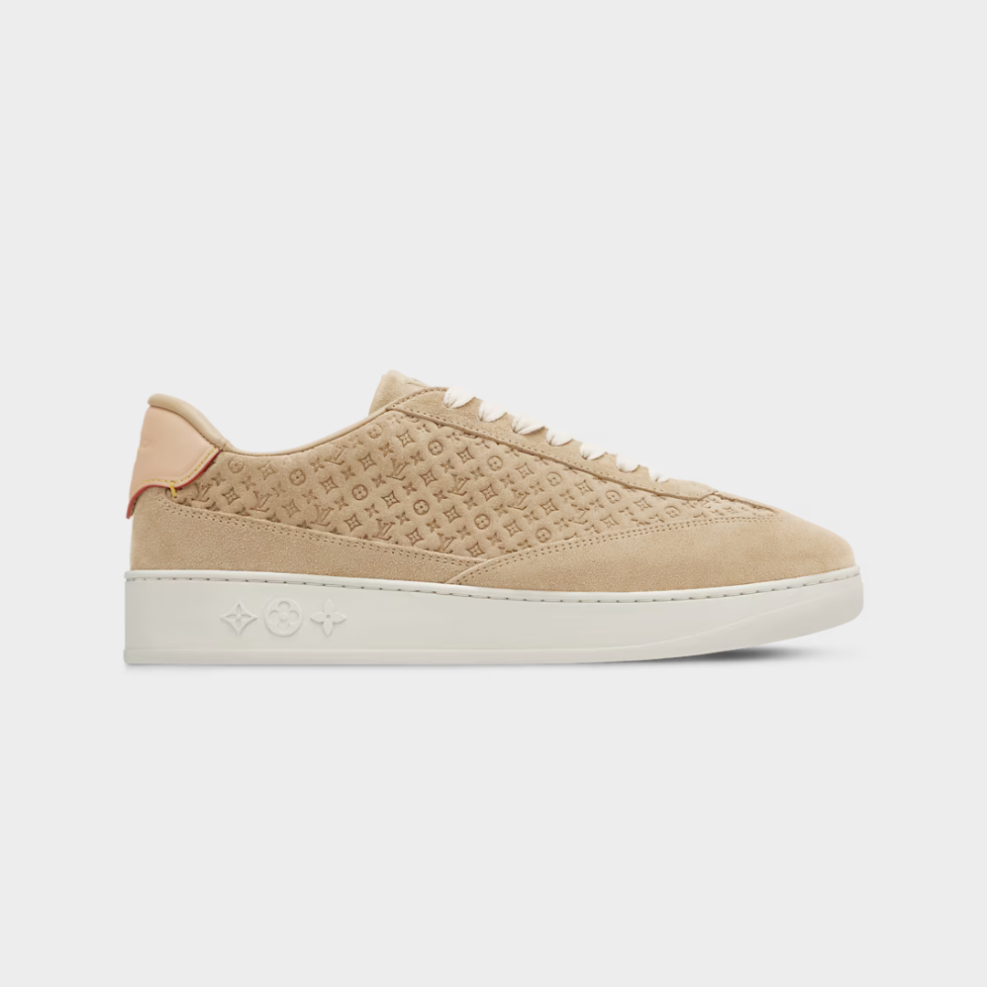 LV Flash Sneaker Monogram-Debossed Suede Calf Leather Beige