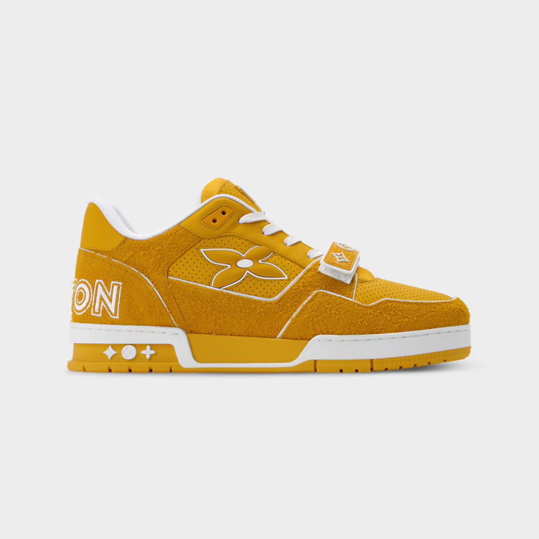LV Trainer Sneaker Hairy Suede Calf Leather Yellow