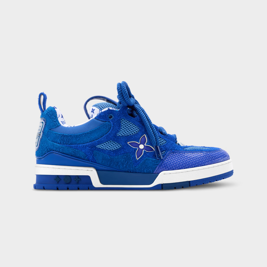 LV Skate Sneaker Hairy Suede Calf Leather Blue