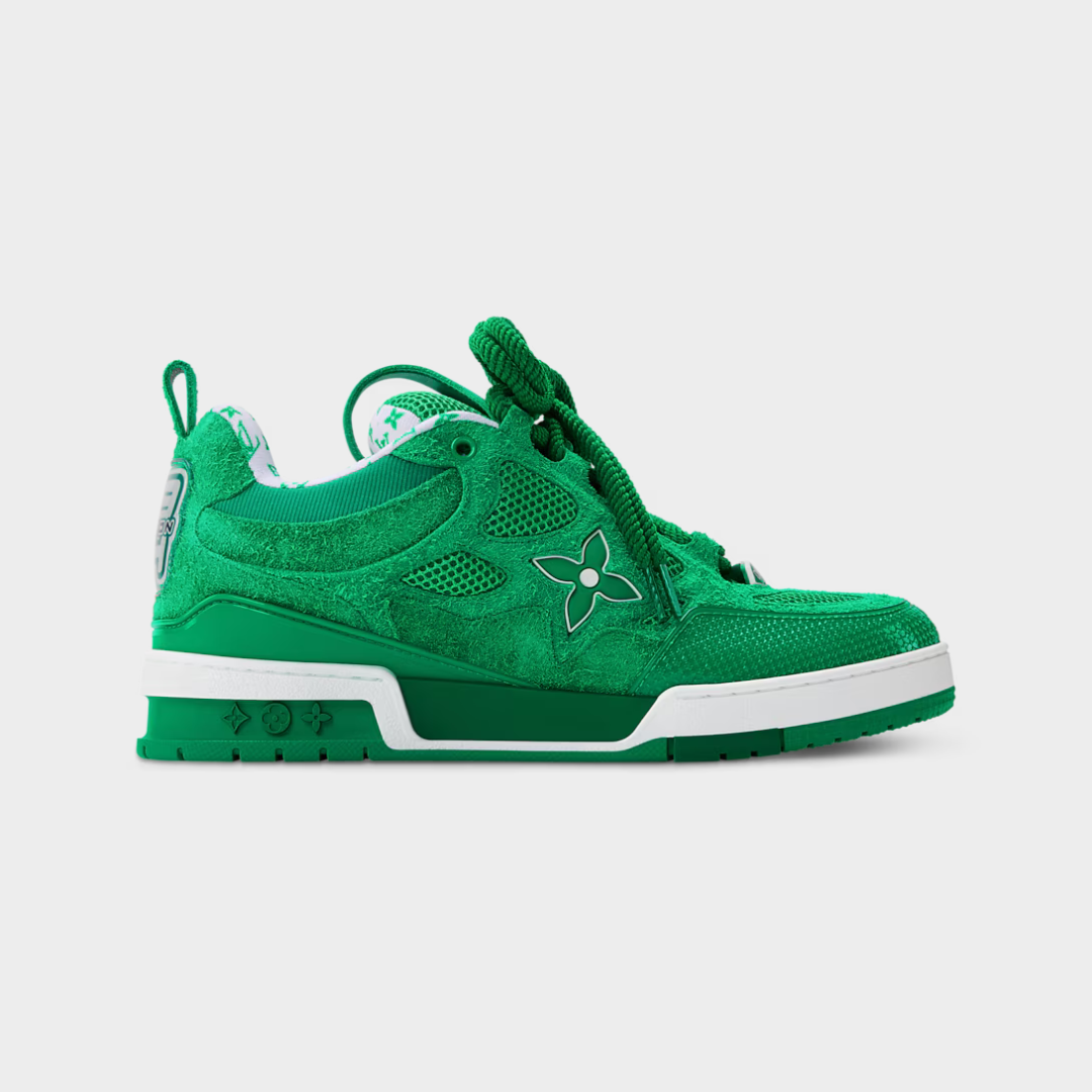 LV Skate Sneaker Hairy Suede Calf Leather Green