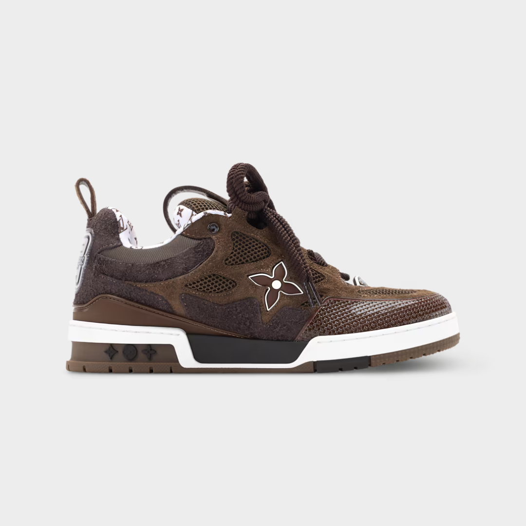 LV Skate Sneaker Hairy Suede Calf Leather Marron