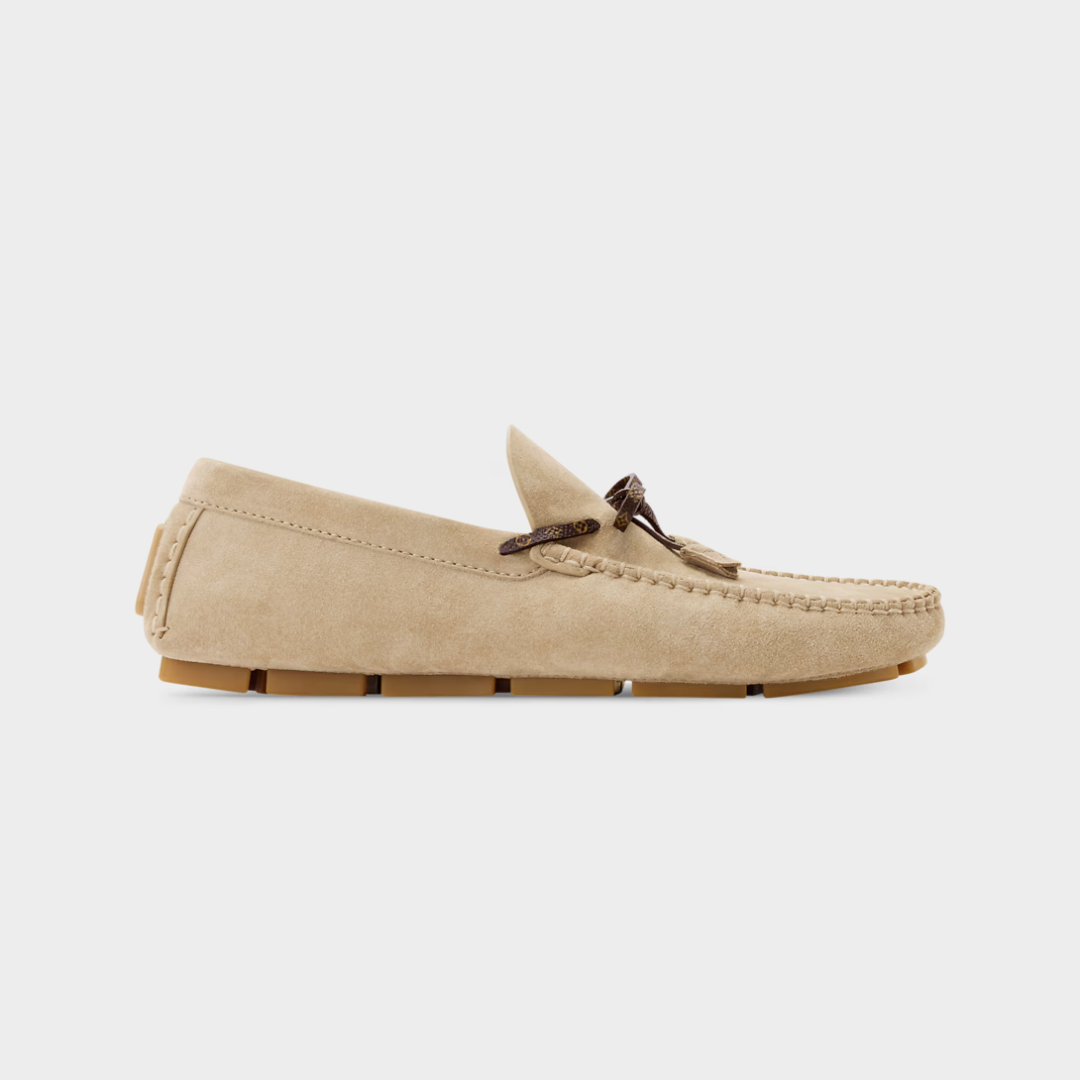 LV Driver Moccasin Suede Calf Leather Beige