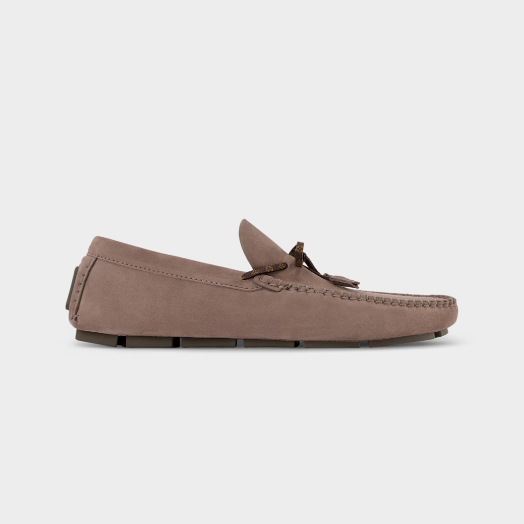 LV Driver Moccasin Suede Calf Leather Taupe