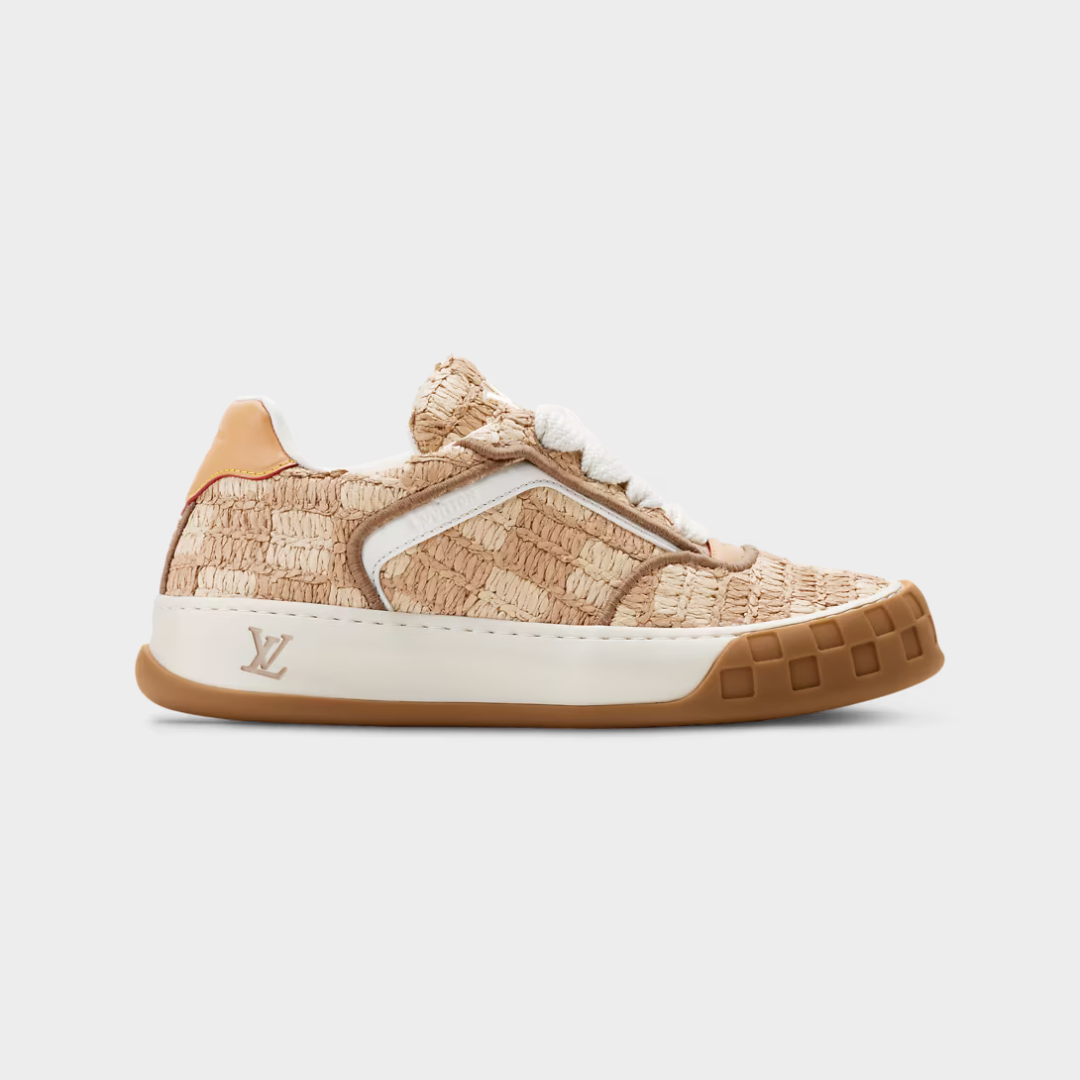 LV Trainer Sneaker Monogram Surplus Grained Calf Leather Beige