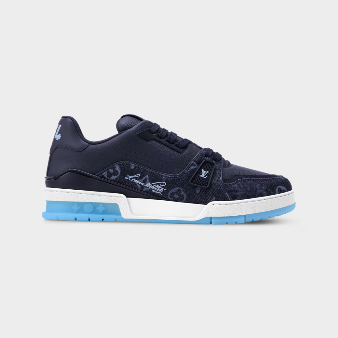 LV Trainer Sneaker Monogram Surplus Denim/Grained Calf Leather Indigo Blue