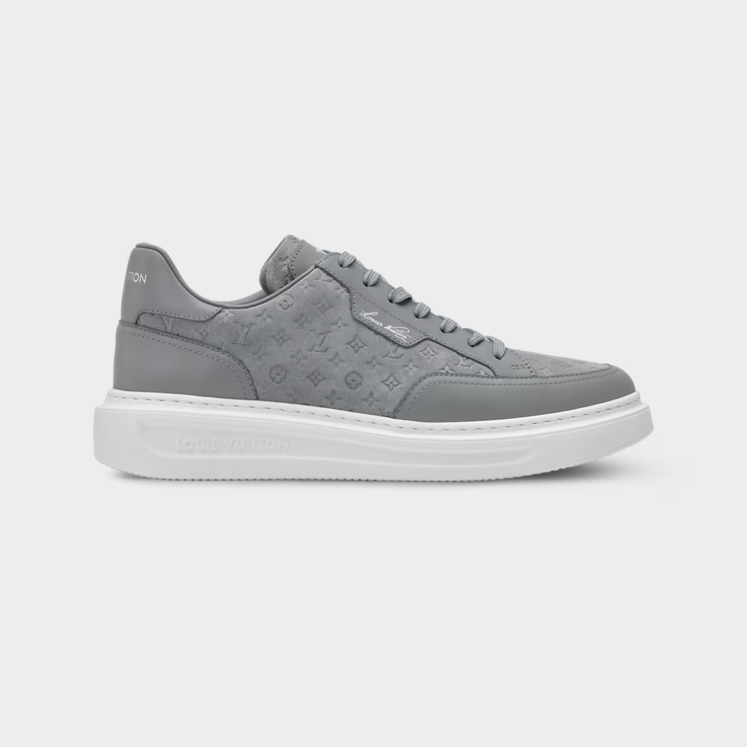 LV Beverly Hills Sneaker Monogram-Debossed Suede Calf Leather Grey