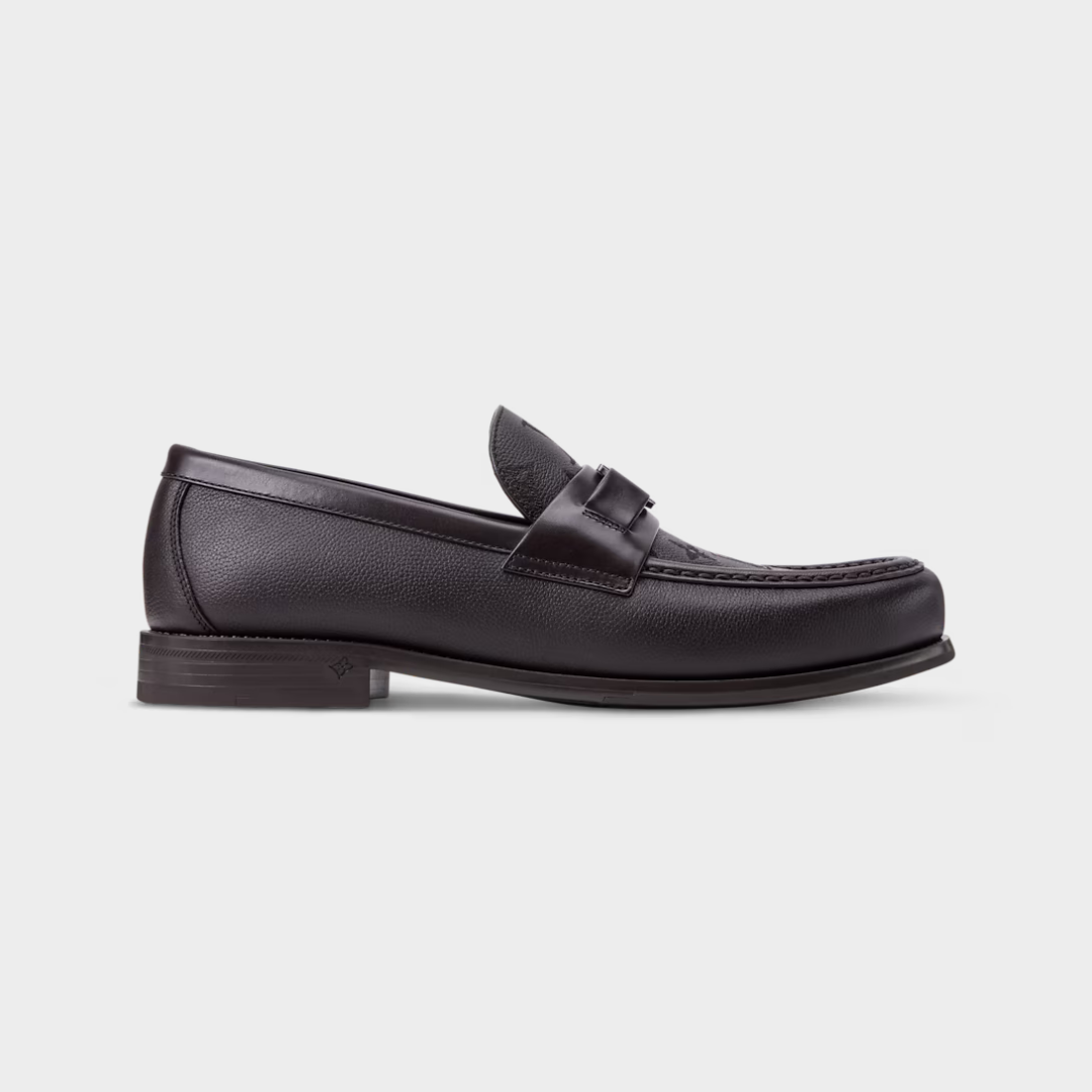 LV Major Loafer Grained Calf Lather With Monogram Embroidery Marron
