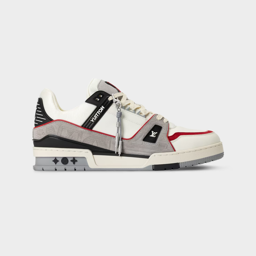 LV Trainer Sneaker Plain calf leather/Suede Calf leather Blanc Gris