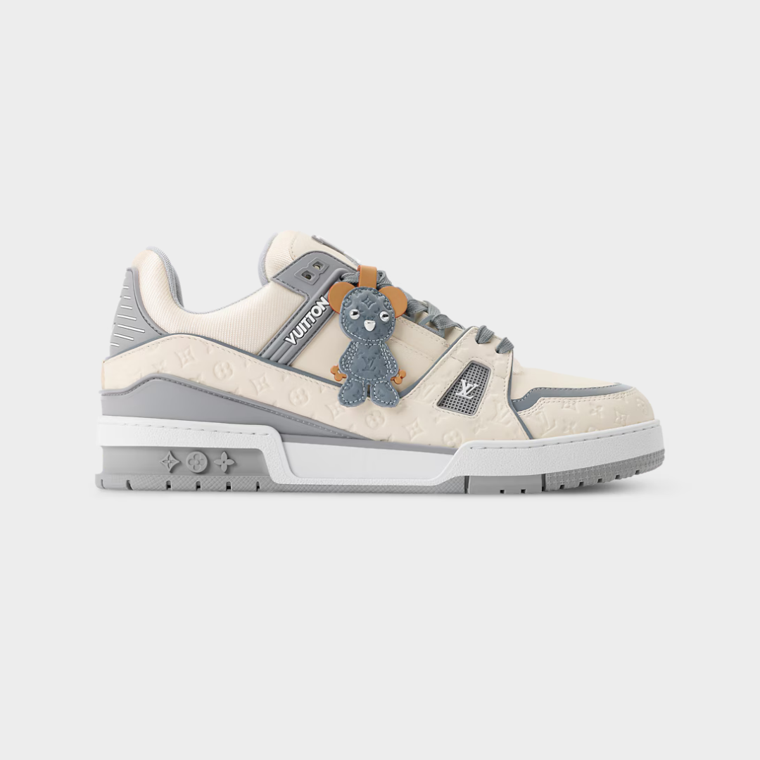 LV Trainer Sneaker Leather/Monogram-Embossed Calf Leather Beige