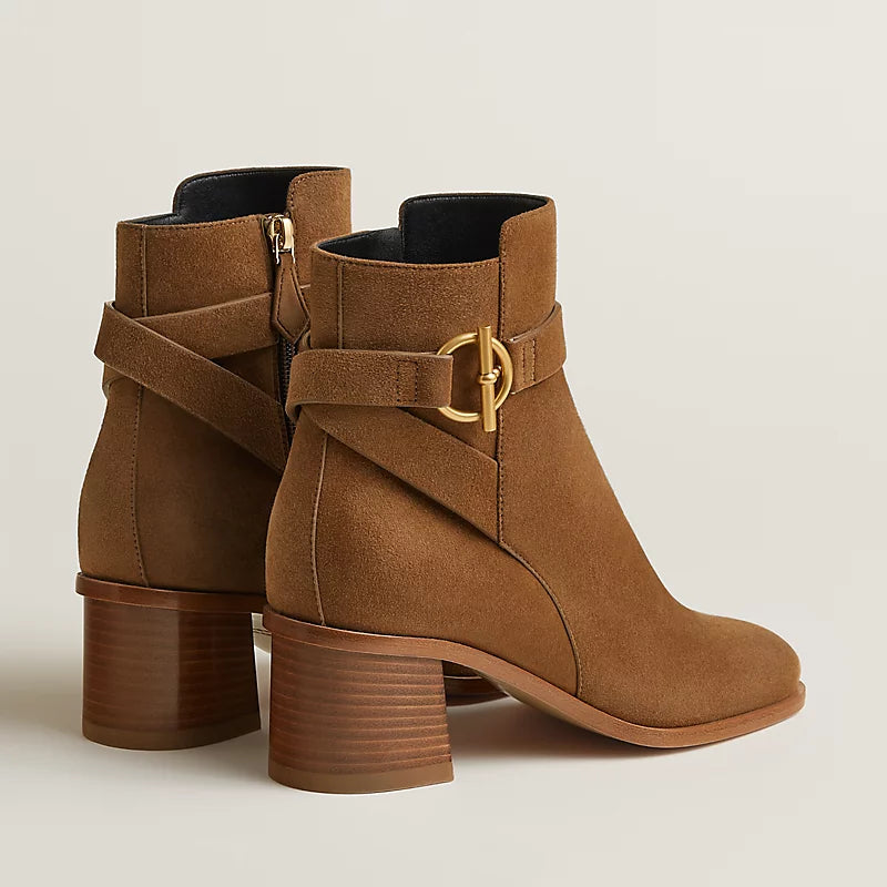 Hermes Jill 60 Ankle Boot Brun Fumé
