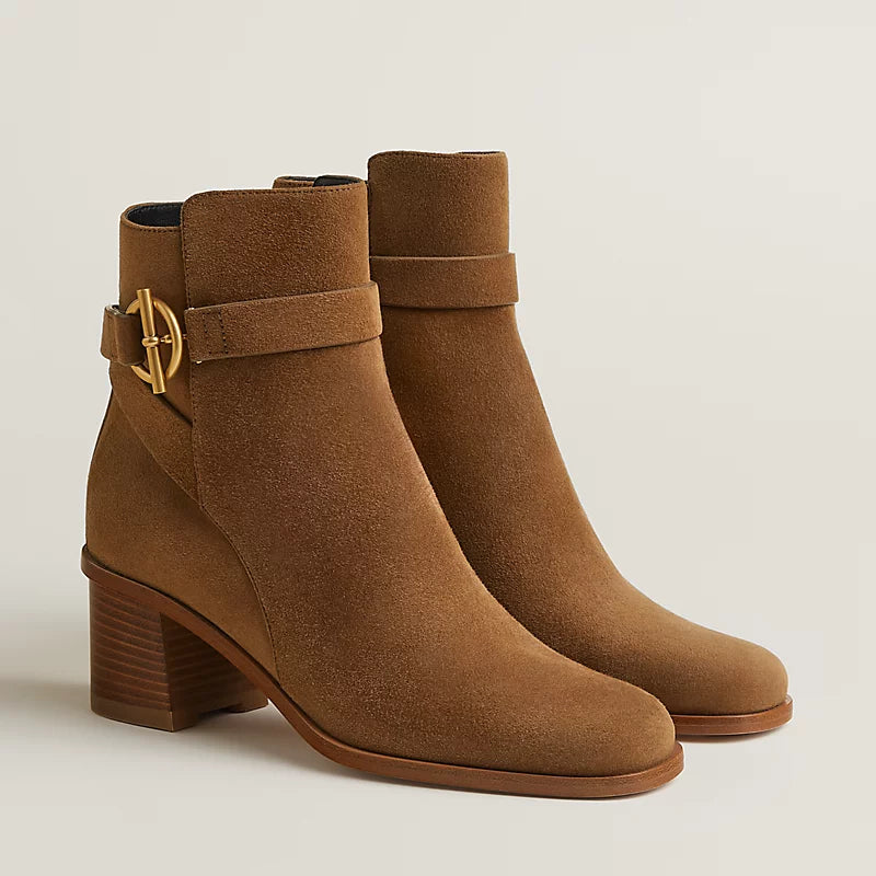 Hermes Jill 60 Ankle Boot Brun Fumé