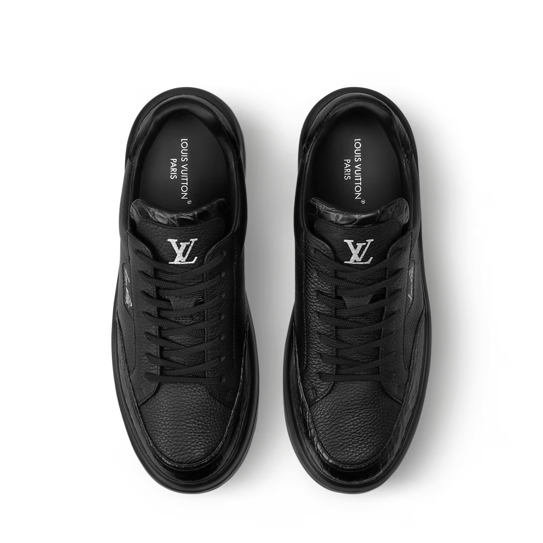 LV Beverly Hills Sneaker Grained Calf Leather/Alligator Skin Black