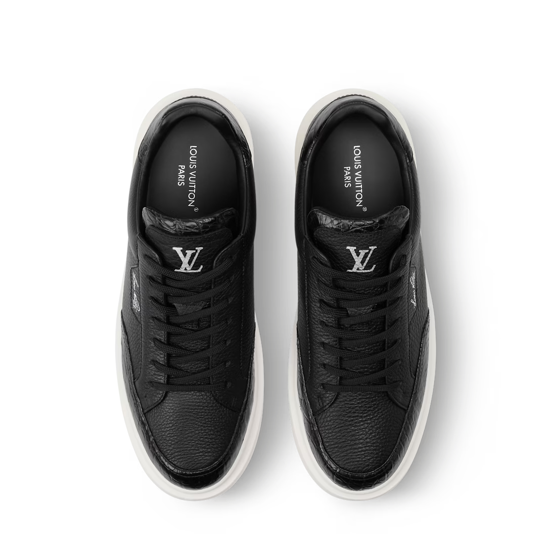 LV Beverly Hills Sneaker Grained Calf Leather/Alligator Skin Bicolore Noir/Blanc