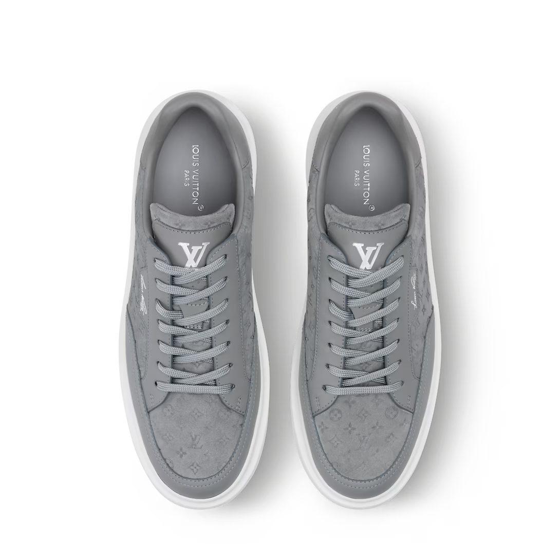 LV Beverly Hills Sneaker Monogram-Debossed Suede Calf Leather Grey
