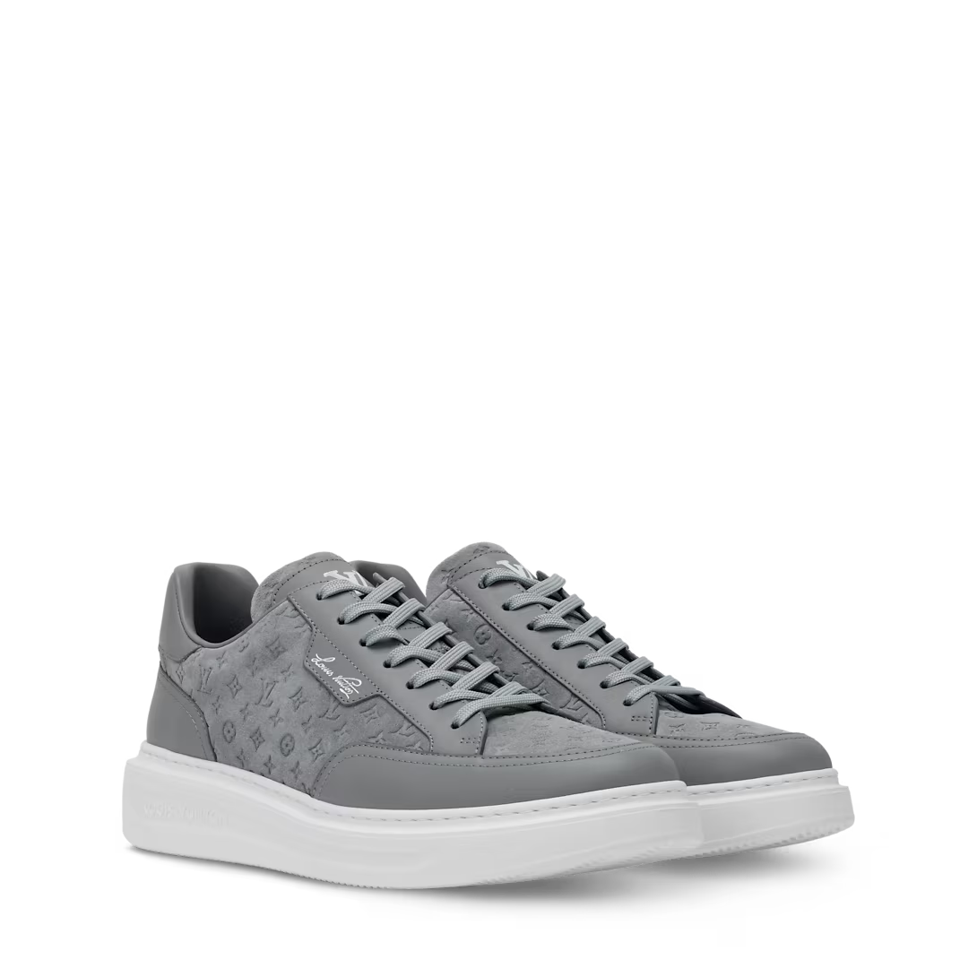 LV Beverly Hills Sneaker Monogram-Debossed Suede Calf Leather Grey