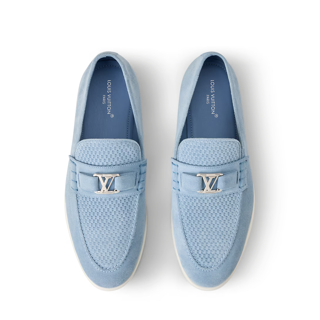 LV Estate Loafer Suede Calf Leather Blue