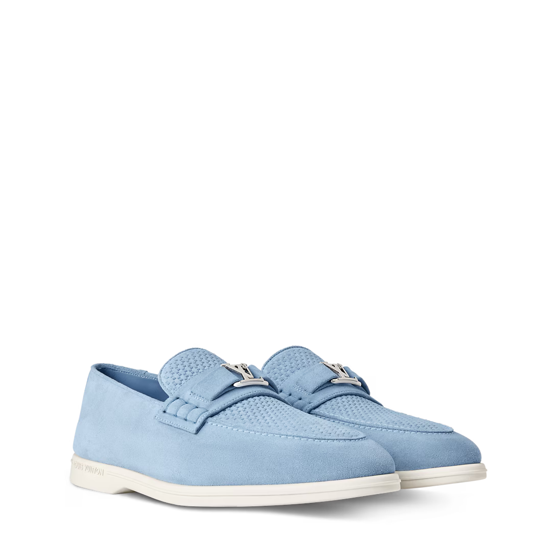 LV Estate Loafer Suede Calf Leather Blue