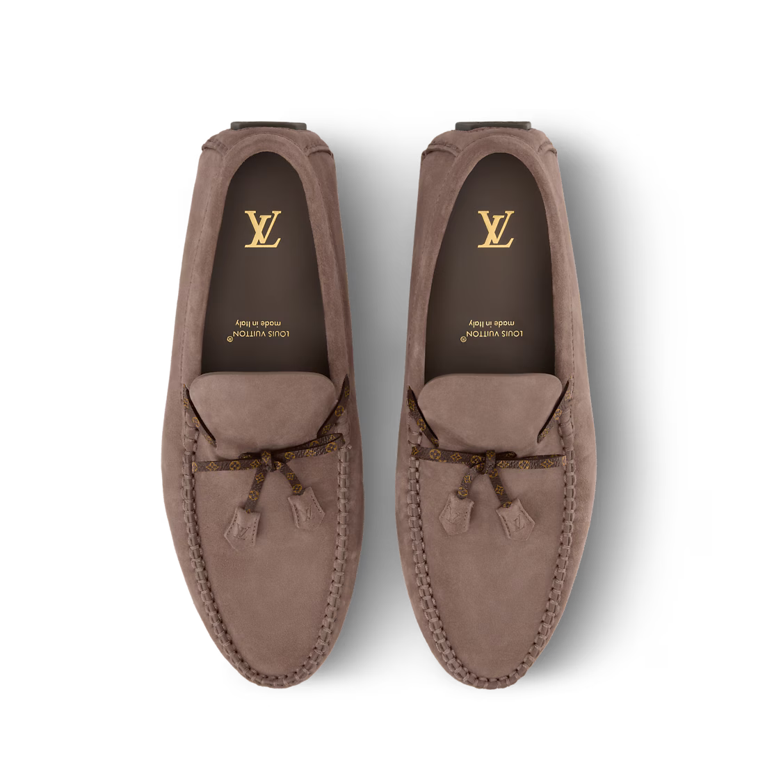 LV Driver Moccasin Suede Calf Leather Taupe