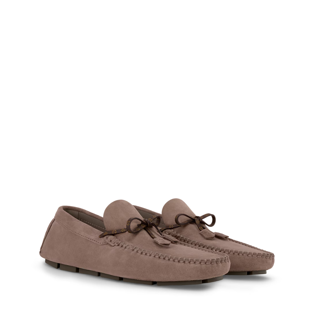 LV Driver Moccasin Suede Calf Leather Taupe
