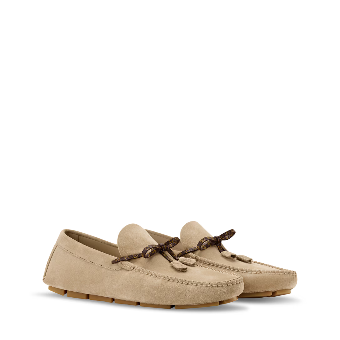 LV Driver Moccasin Suede Calf Leather Beige