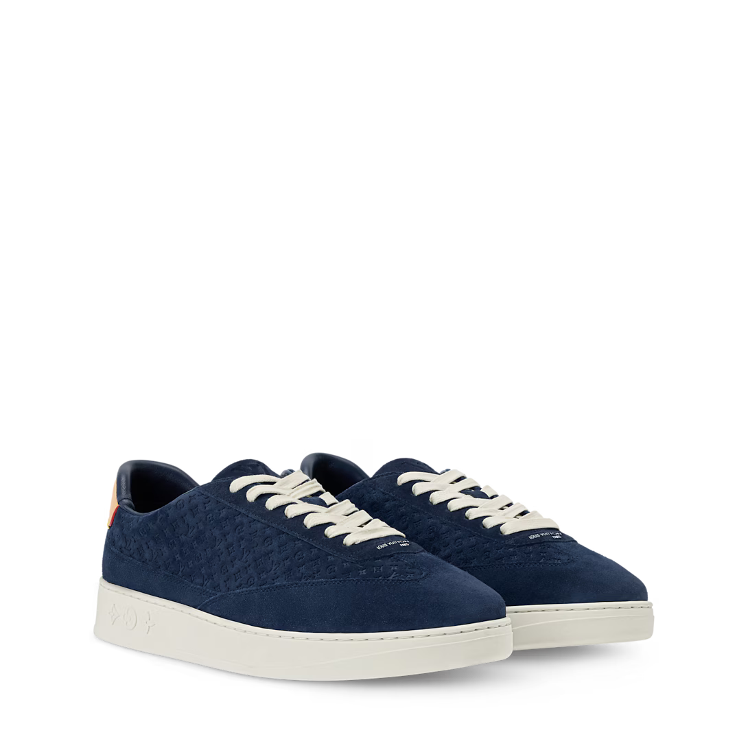 LV Flash Sneaker Monogram-Debossed Suede Calf Leather Marine