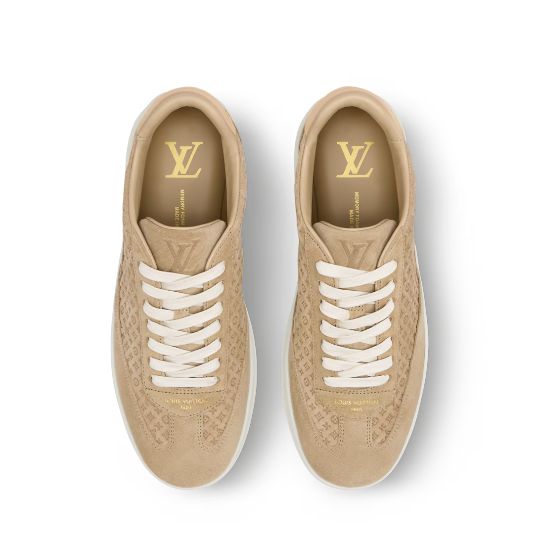 LV Flash Sneaker Monogram-Debossed Suede Calf Leather Beige