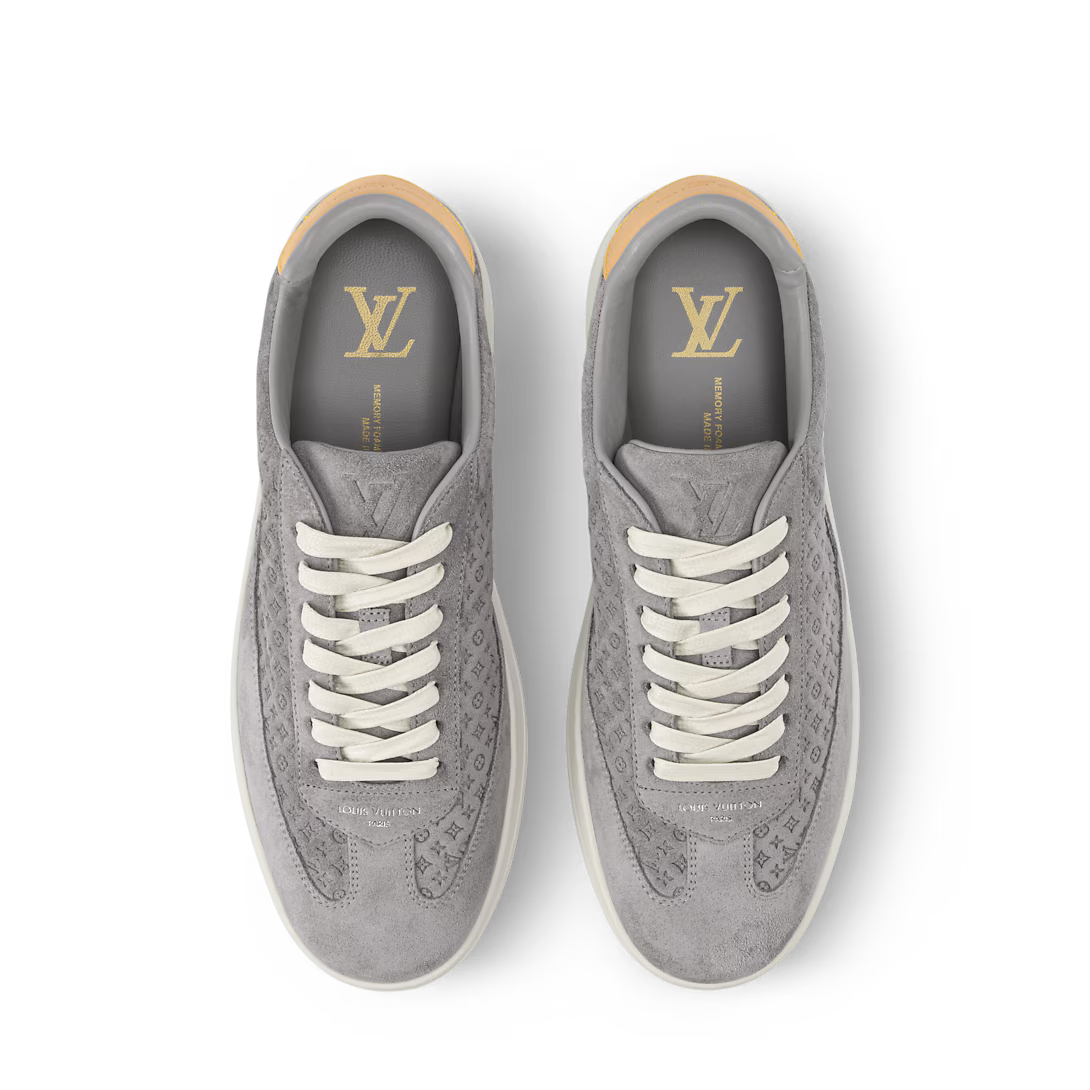 LV Flash Sneaker Monogram-Debossed Suede Calf Leather Grey