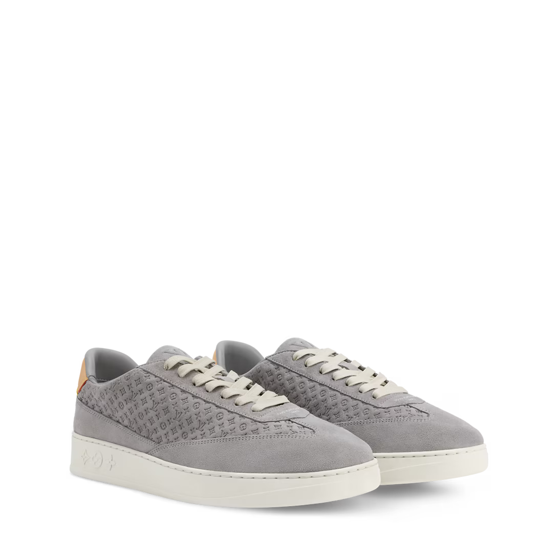 LV Flash Sneaker Monogram-Debossed Suede Calf Leather Grey