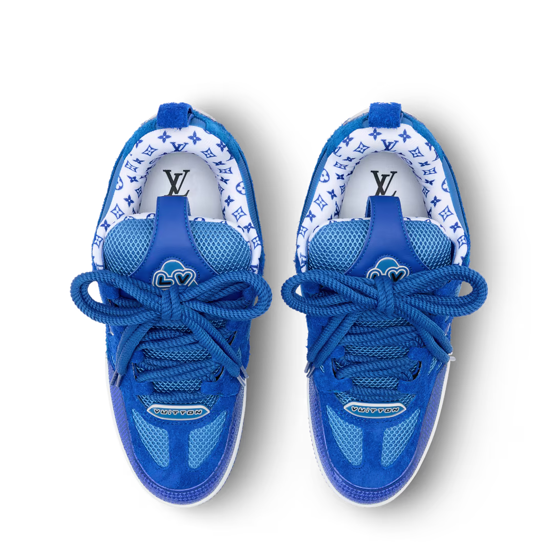 LV Skate Sneaker Hairy Suede Calf Leather Blue