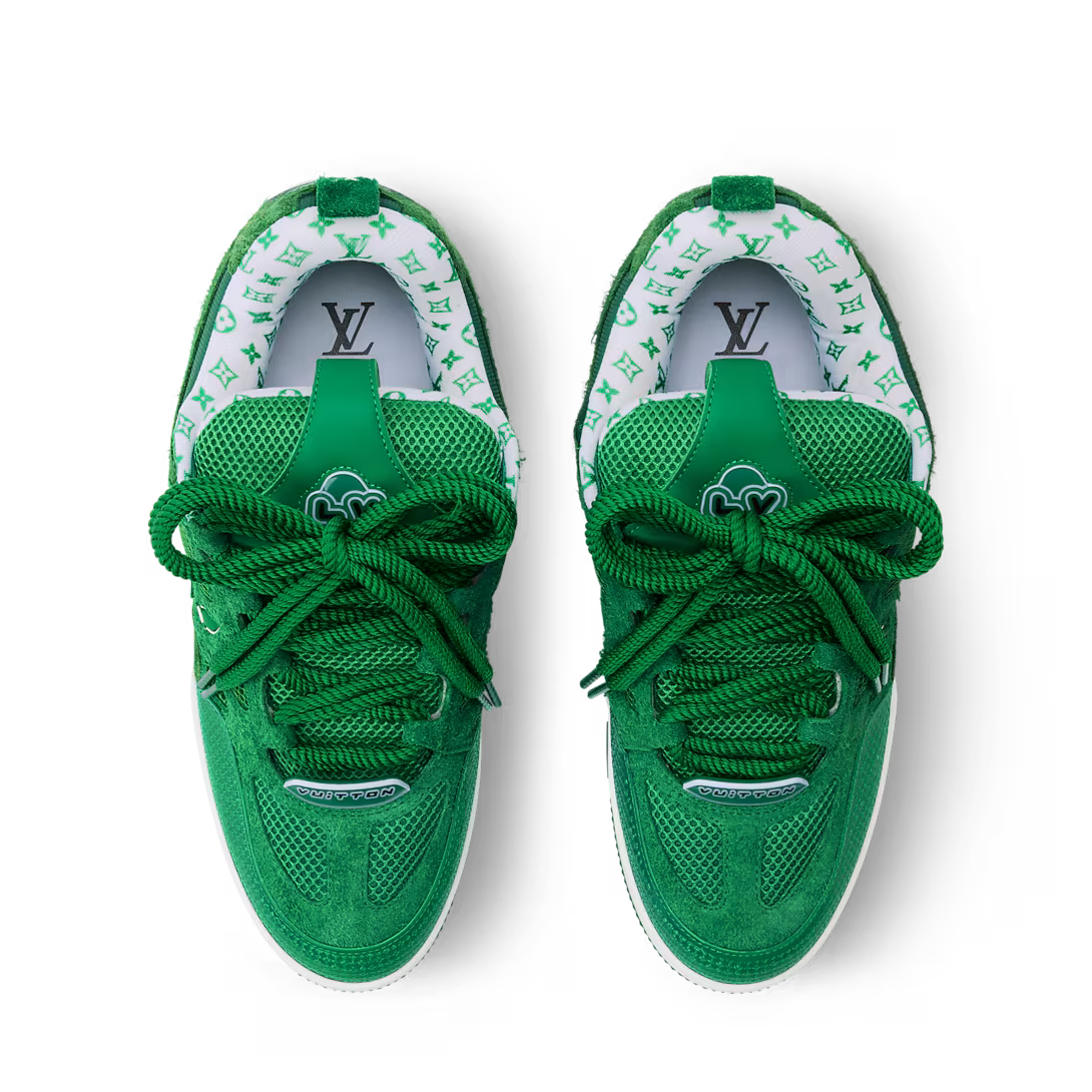 LV Skate Sneaker Hairy Suede Calf Leather Green